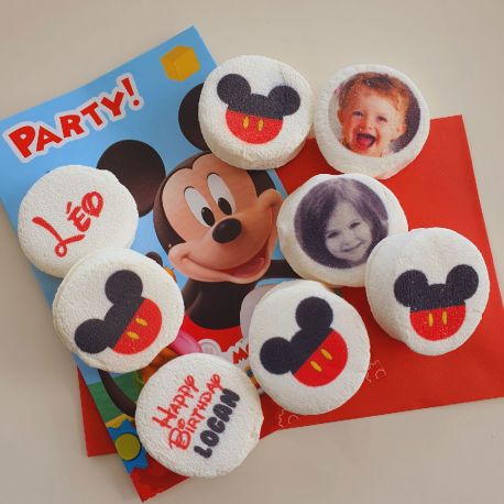 48 Guimize ronds personnalisés texte décor Mickey