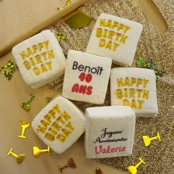 Guimauves personnalisées texte décor Happy Birthday or