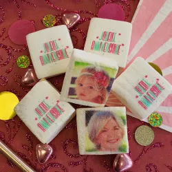 Guimauves personnalisées photo décor Anniversaire coeurs