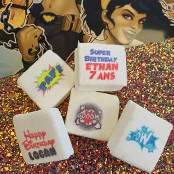 Guimauves personnalisées texte décor super heros