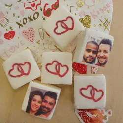 Guimauves personnalisées photo décor coeurs croisés