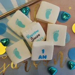 Guimauves personnalisées texte décor Pieds bleu
