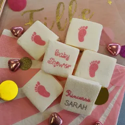 Guimauves personnalisées texte décor Pieds rose