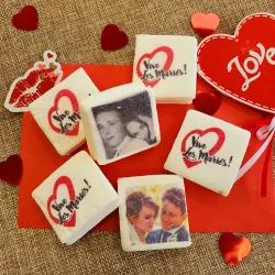 Guimauves personnalisées photo décor Vive les mariés rouge