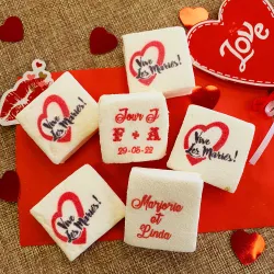 Guimauves personnalisées texte décor Vive les mariés rouge