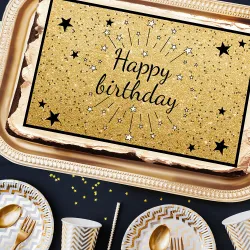 Feuille de sucre A3 Happy Birthday Noir