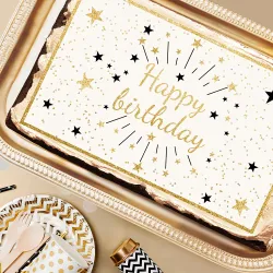 Feuille de sucre A3 Happy Birthday Or