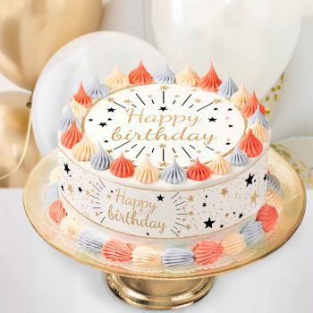 Kit deco de gâteau Happy Birthday or