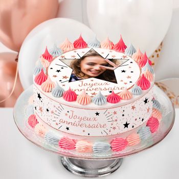Kit deco gâteau personnalisé Joyeux anniversaire rose gold