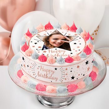 Kit deco gâteau personnalisé Happy birthday rose gold
