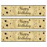 3 Bandes de gâteaux sucre décor Happy Birthday noir