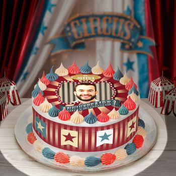 Kit deco gâteau personnalisé cirque vintage JA