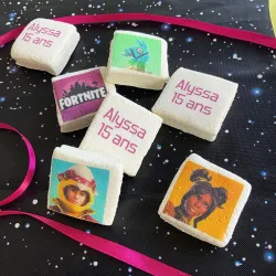 Guimauves personnalisées texte décor fortnite