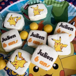 Guimauves personnalisées texte décor Pikachu