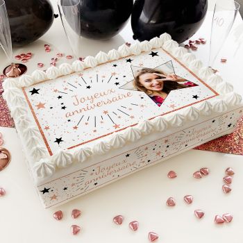 Kit Easycake pour grand gâteau personnalisé décor Joyeux Anniversaire Gold Rose A3