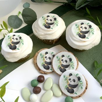 12 Mini disques en sucre Panda