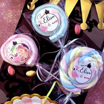 8 Sucettes marshmallow personnalisées Princesse
