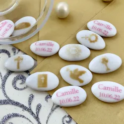 Dragées personnalisées décor communion au chocolat
