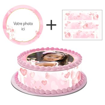 Kit deco gâteau personnalisé communion coeur