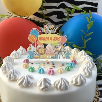 Cake topper personnalisé Safari en fête