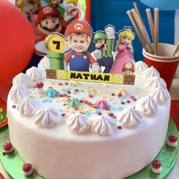 Cake topper personnalisé photo Mario