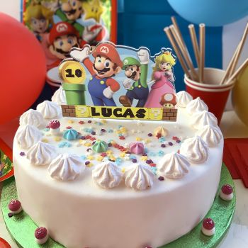 Cake topper personnalisé texte Mario