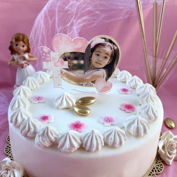 Cake topper personnalisé communion coeur