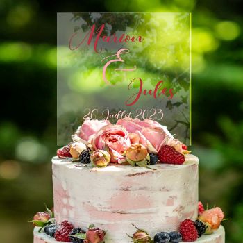 Wedding Cake topper personnalisé carré textes couleurs