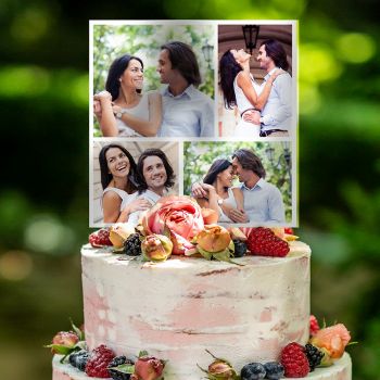 Wedding Cake topper personnalisé carré photo