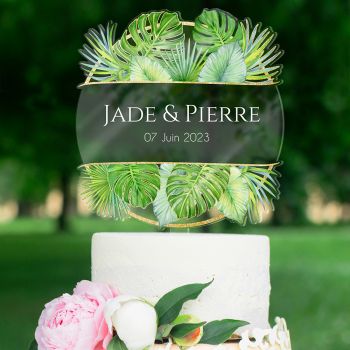 Wedding Cake topper personnalisé rond décor nature