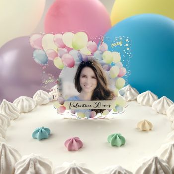 Cake topper personnalisé ballons pastels