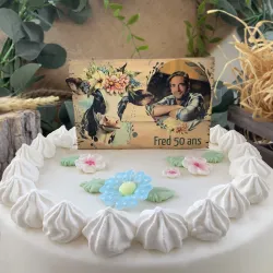 Cake topper bois personnalisé vache