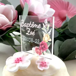 Cupcakes topper personnalisé décor Pivoines roses