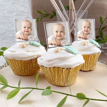 12 Cupcakes topper personnalisé carré multi-photos