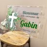 Véritable plaque bienvenue personnalisée décor communion végétal