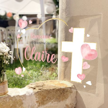 Véritable plaque bienvenue personnalisée décor communion coeur Véritable plaque bienvenue personnalisée décor communion coeur