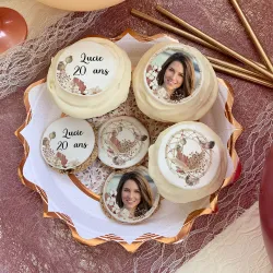 12 Mini disque sucre personnalisés décor Boho