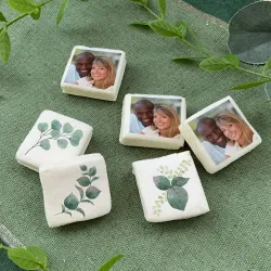 Guimauves carrées personnalisées photo décor végétale