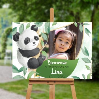 Plaque bienvenue personnalisée décor Panda photo