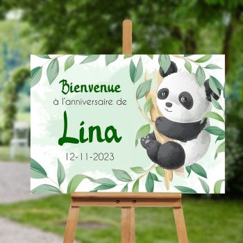 Plaque bienvenue personnalisée décor Panda