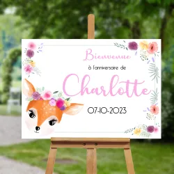 Plaque bienvenue personnalisée décor ma biche