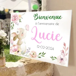 Plaque bienvenue personnalisée Lapinou