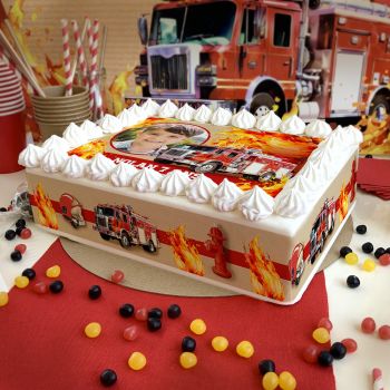 Kit deco gâteau A4 pour gâteau les pompiers personnalisé
