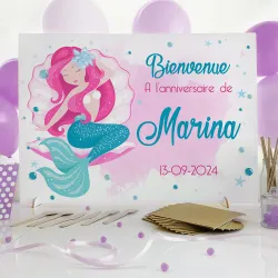 Plaque bienvenue anniversaire personnalisée sirène