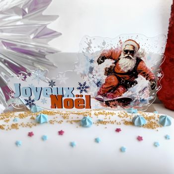 Cake topper Père Noël surf