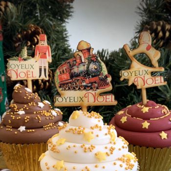 12 Pic deco Cupcakes topper Jouets de Noël