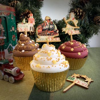 12 Pic deco Cupcakes topper Jouets de Noël