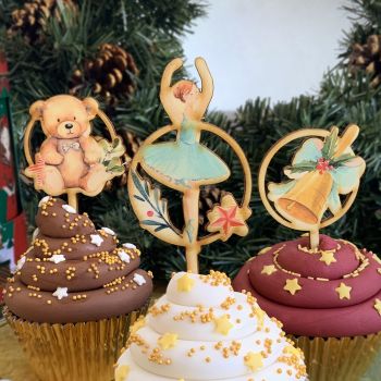 12 Pic deco Cupcakes topper Noël Sweet