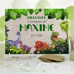 Plaque bienvenue personnalisée Dinosaure