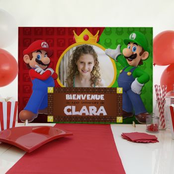 Plaque bienvenue personnalisée Mario photo